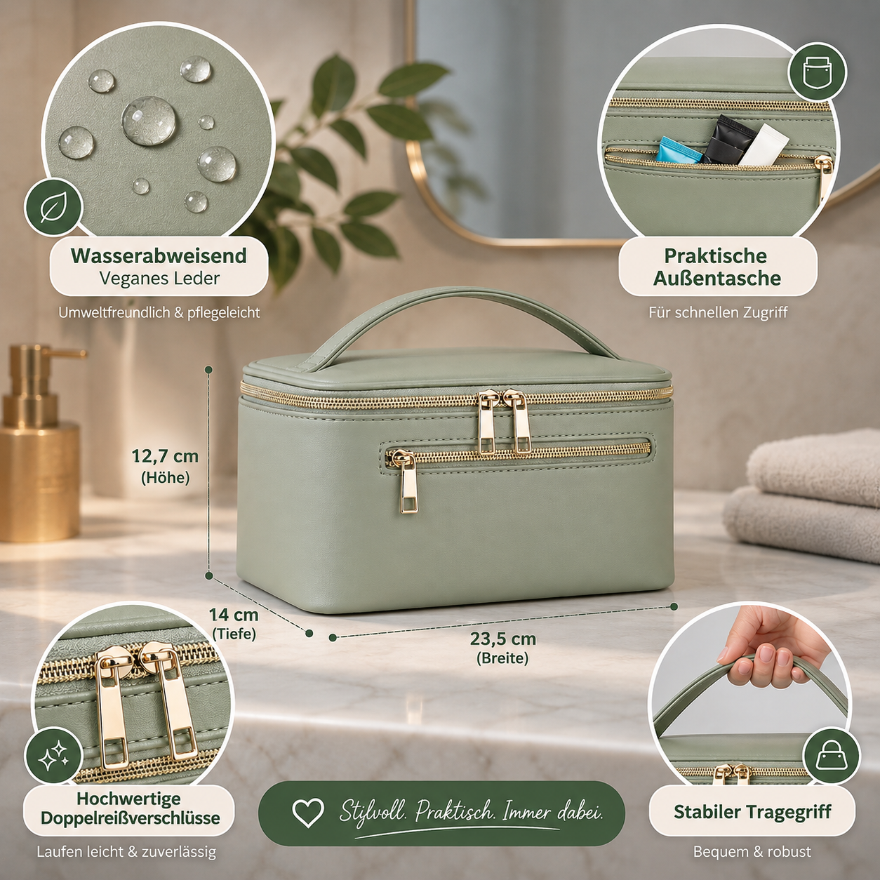 Kosmetiktasche mit Pinselfach