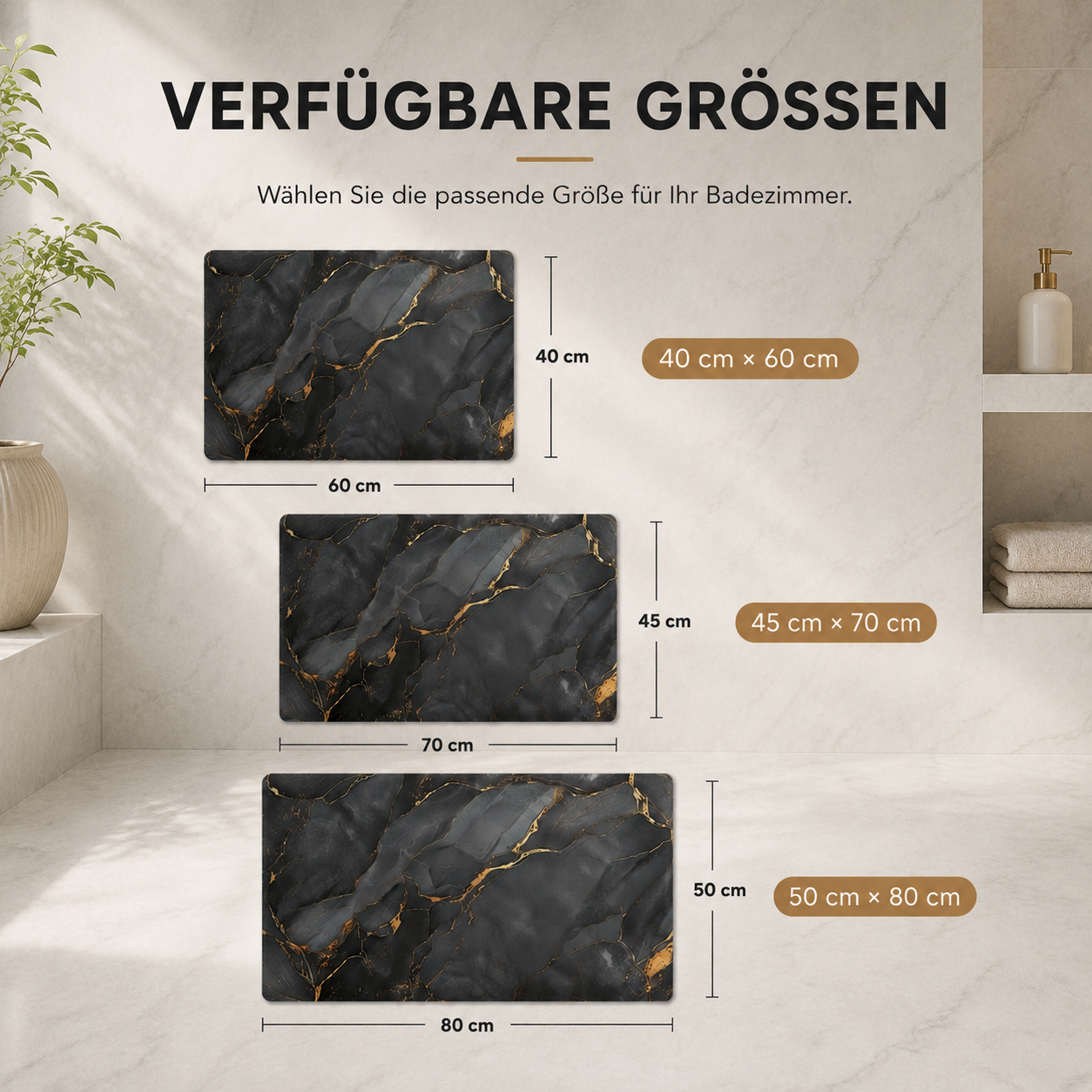 Kieselgur-Badematte aus Diatomit – Marmoroptik