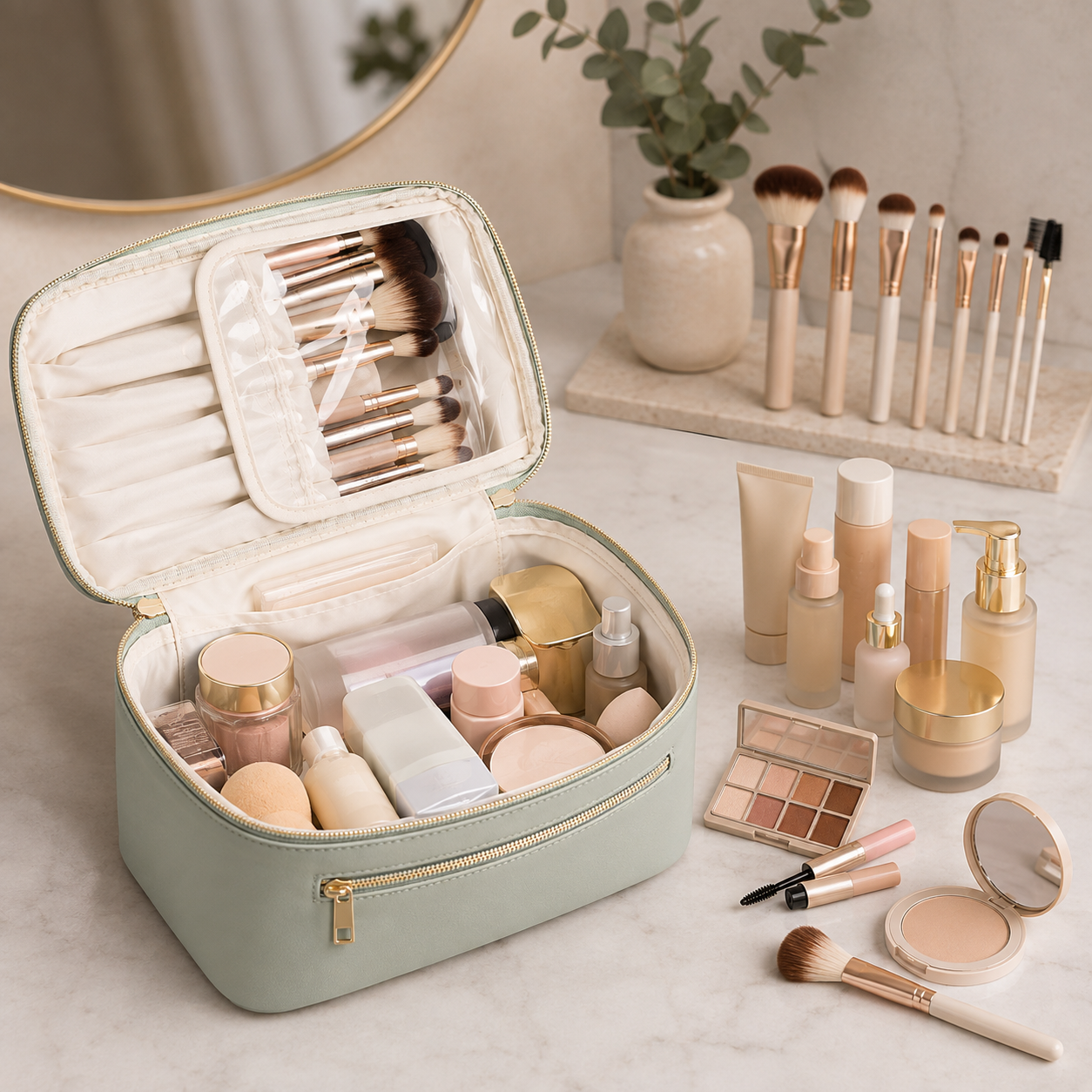 Kosmetiktasche mit Pinselfach