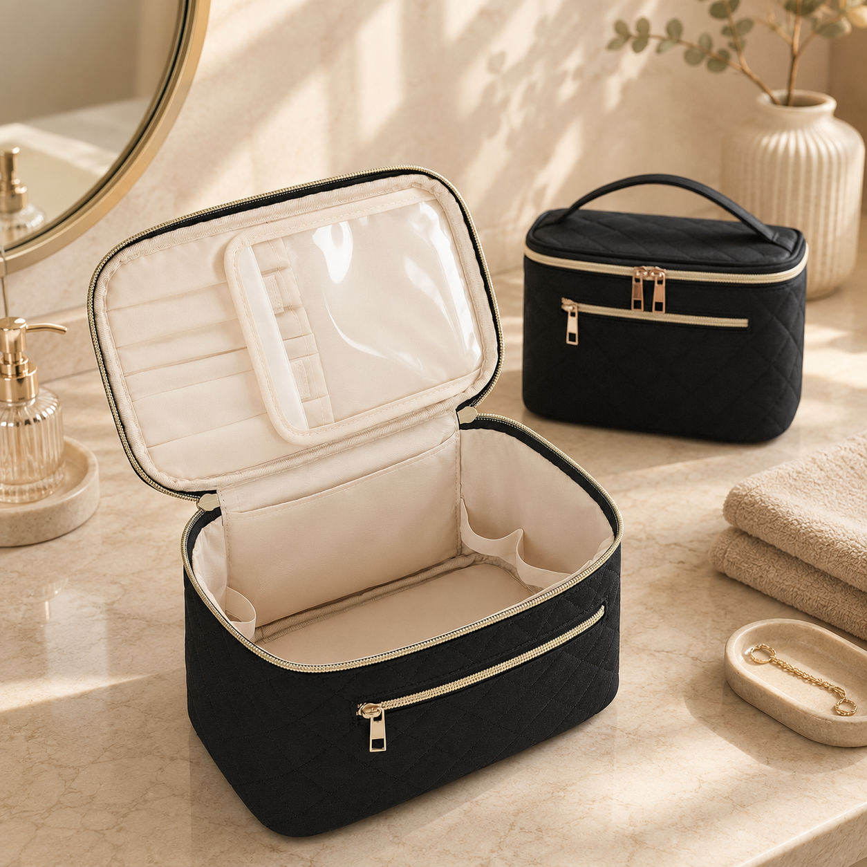 Kosmetiktasche mit Pinselfach