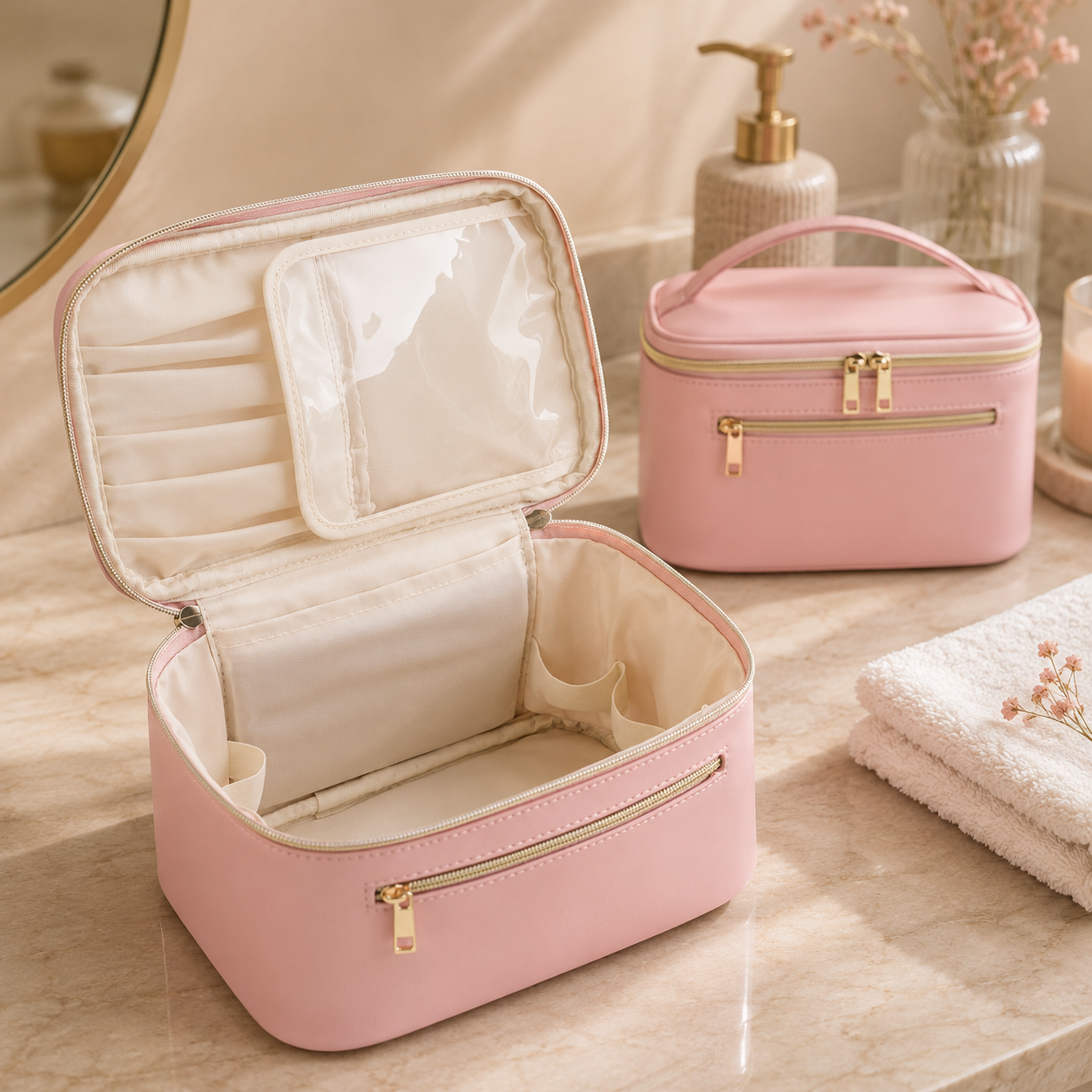 Kosmetiktasche mit Pinselfach