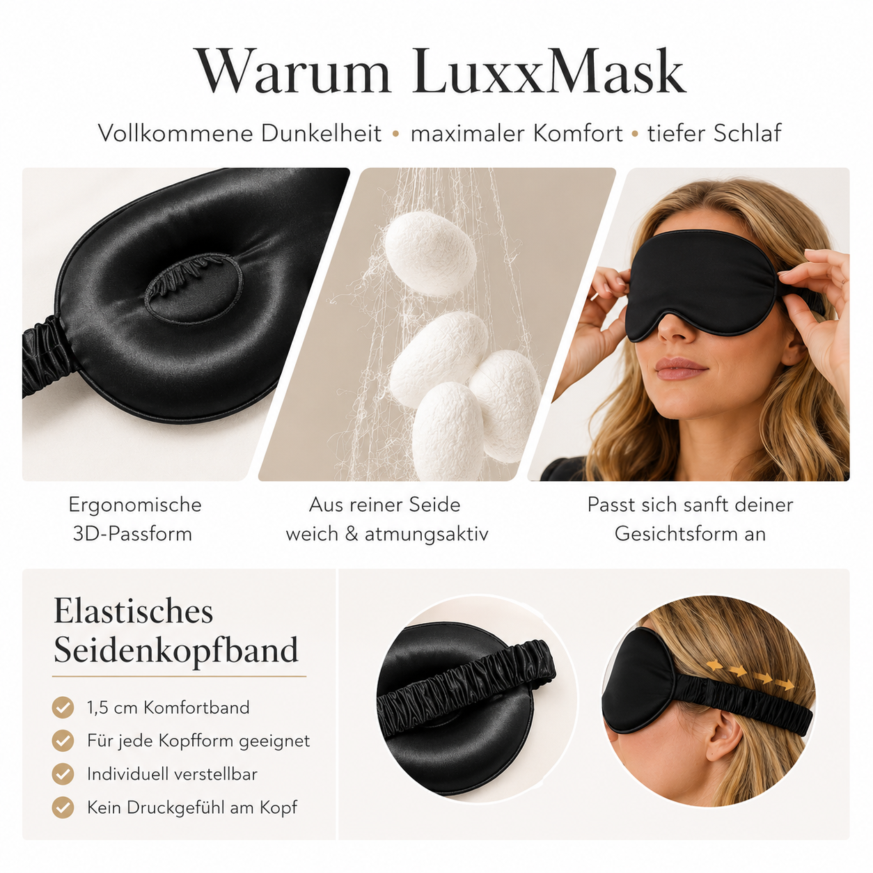 LuxxMask | Luxuriöse Schlafmaske aus Seide
